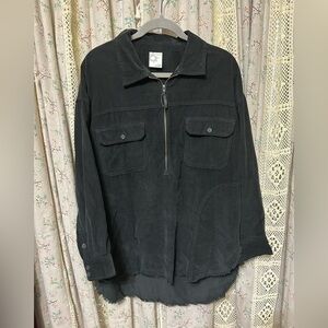 Aerie Offline Corduroy 1/2 Zip Pullover Tunic w/ Pockets Gray Size Medium